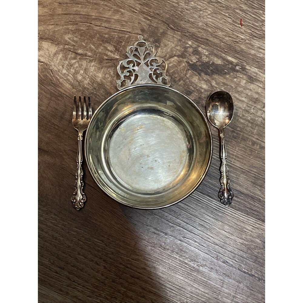Vintage Oneida Community USA Porringer Bowl With Child’s Fork And Spoon